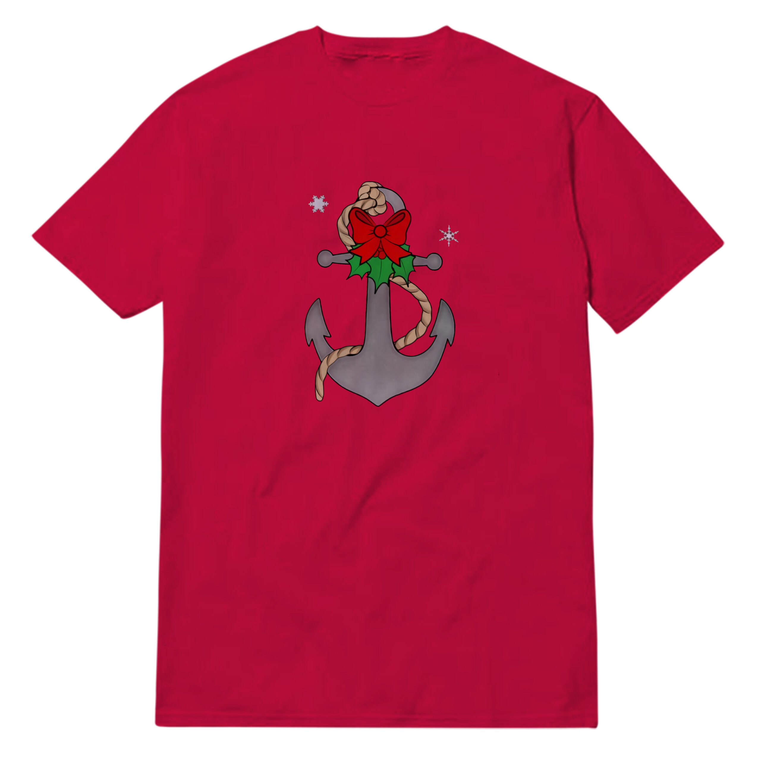 Christmas Anchor With Mistletoe And Red Bow T-Shirt Christmas Anchor With Mistletoe And Red Bow T-Shirt