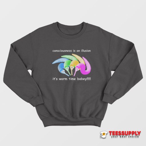 Consciousness Is An Illusion It's Worm Time Babey Sweatshirt