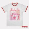 Japanese Kawaii Strawberry Milk Shake Carton Ringer T-Shirt