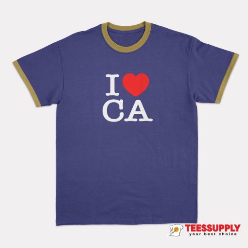 I Heart CA Love California Ringer T-Shirt