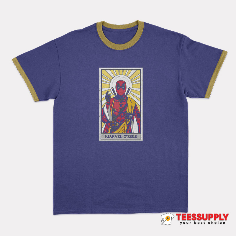 Card Marvel Jesus Deadpool Ringer T-Shirt Card Marvel Jesus Deadpool Ringer T-Shirt